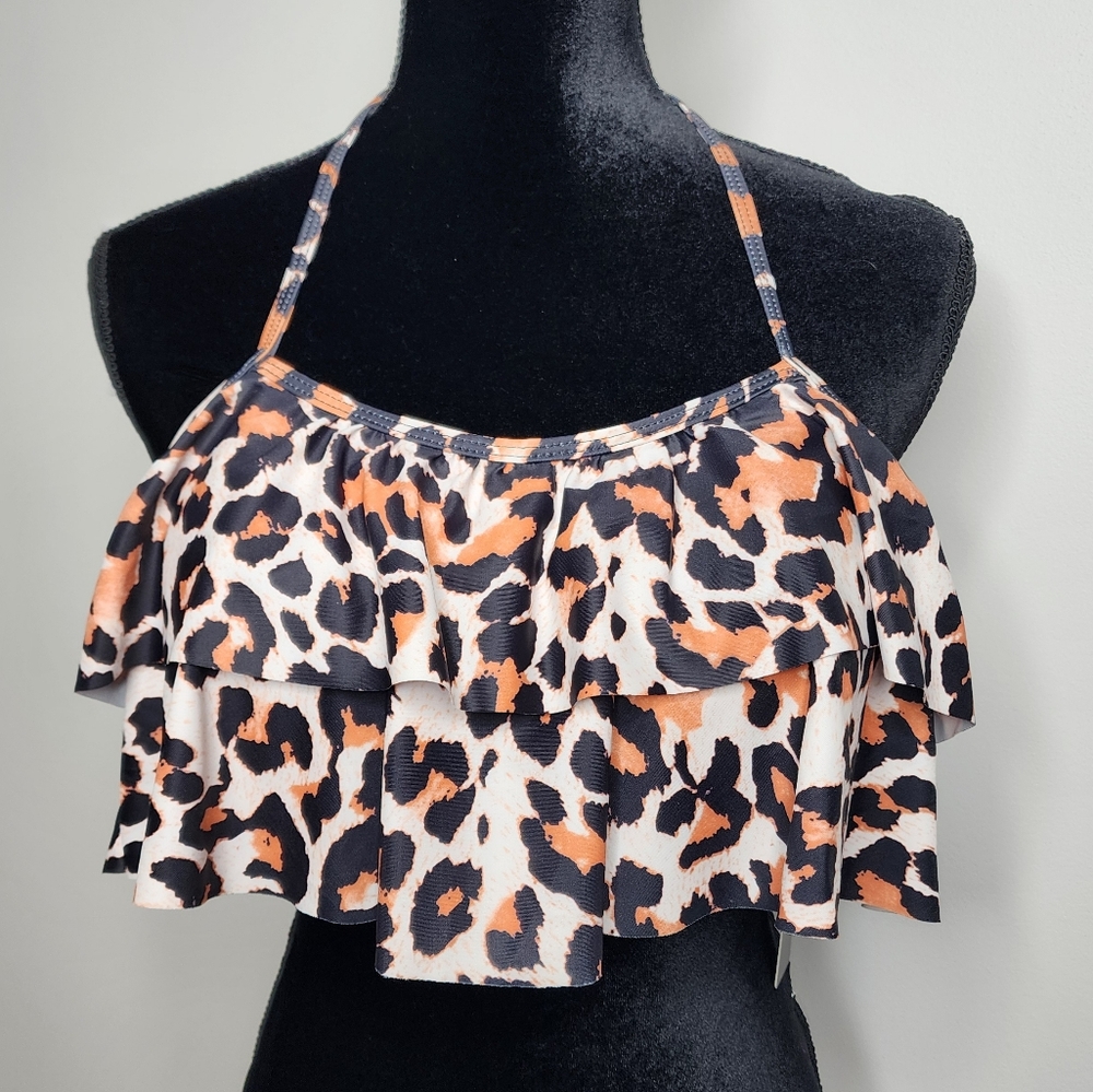 Tempt Me‎ leopard ruffle bikini top medium
